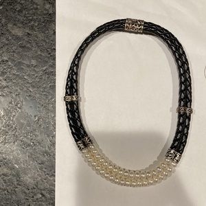 HONORA Pearl, Leather, and Sterling Silver Necklace